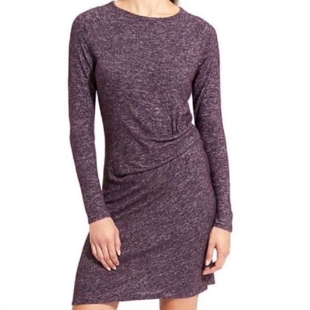 ATHLETA Solitude Gathered Wrap Knit Dress Purple Size XS